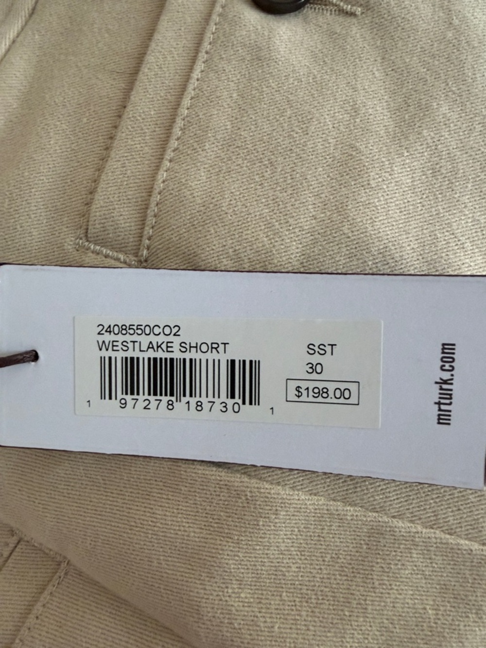 NWT 29, 30, 32 Mr Turk Westlake Men's Casual Cargo Shorts in Cream - Picture 4 of 8
